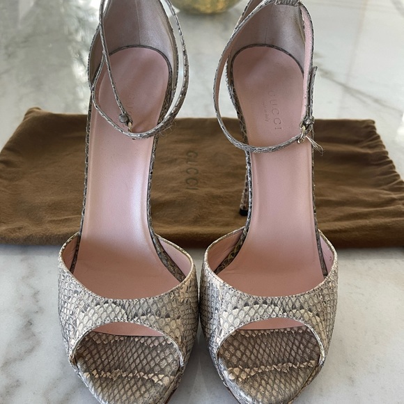 Gucci Python Bamboo Sandal Heel Size 38 - Picture 2 of 5